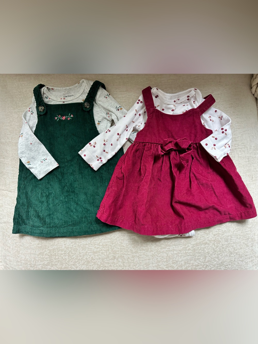 Carter's Berry Corduroy Pinafore Dress with Printed Liner